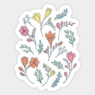 Cute delicate freesia flowers in light blue Sticker